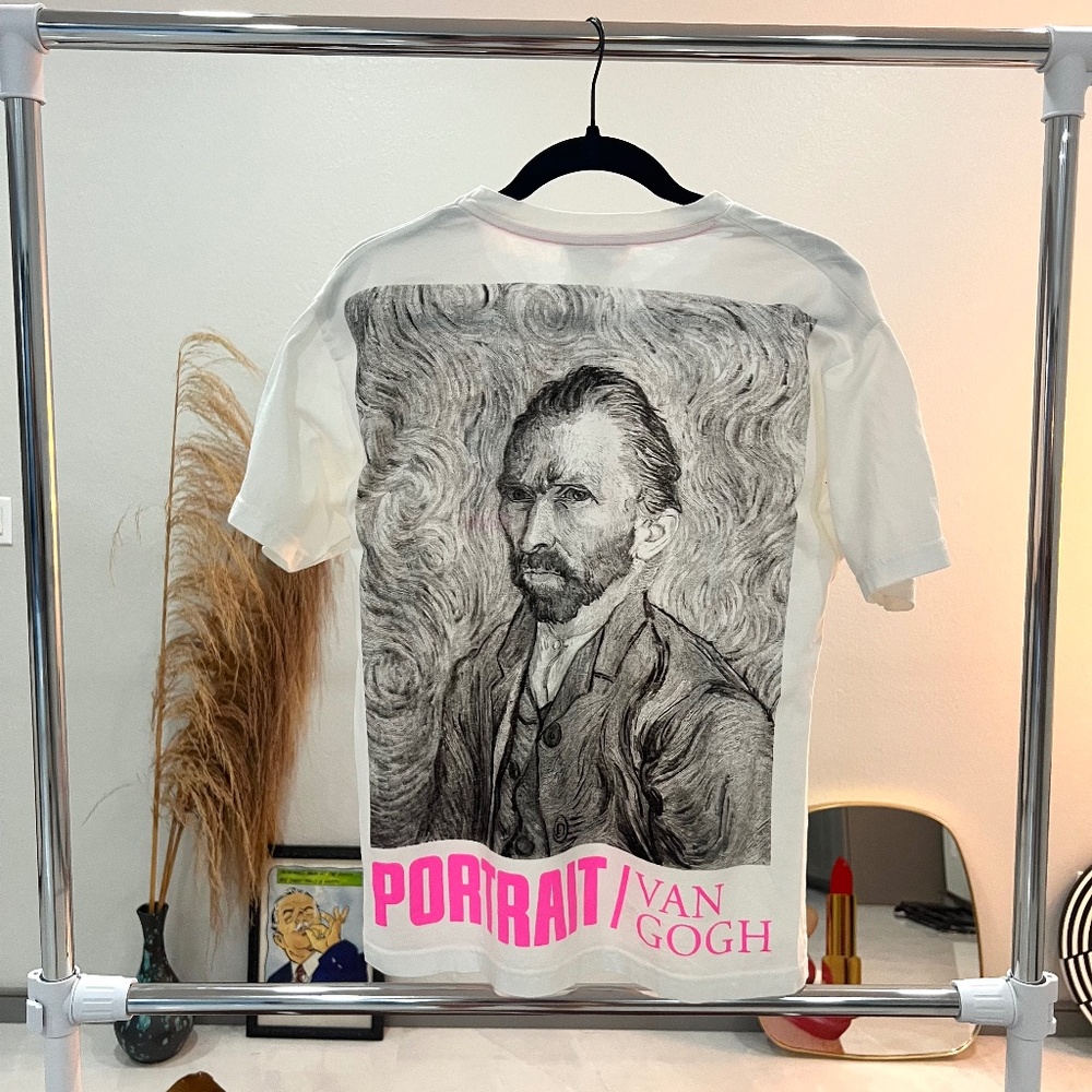 Van Gogh Zara printed white and pink tee Sz M